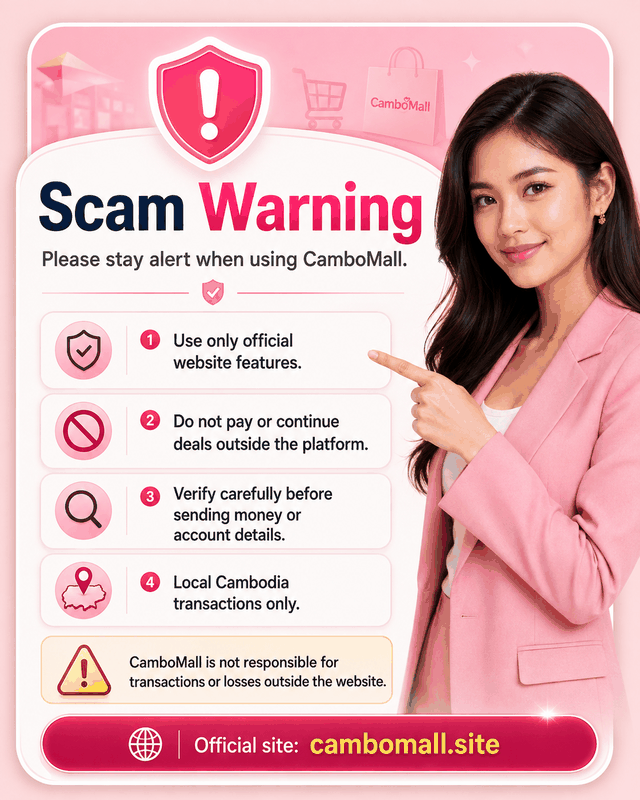 CamboMall scam warning. Local Cambodia transactions only.